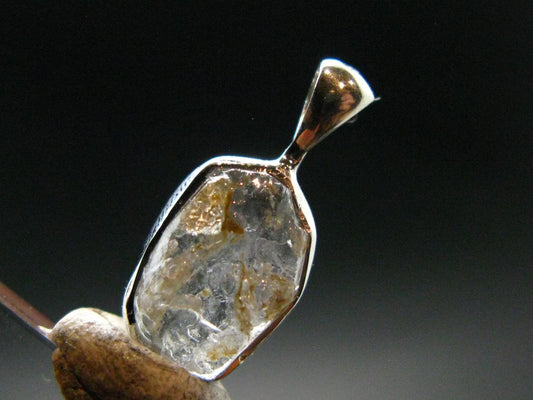 Gray Herderite Silver Pendant from Africa - 0.7" - 1.18 Grams
