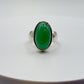 Chrysoprase Oval Ring – Natural Green Chalcedony Sterling Silver Statement Jewelry - Size 8.5