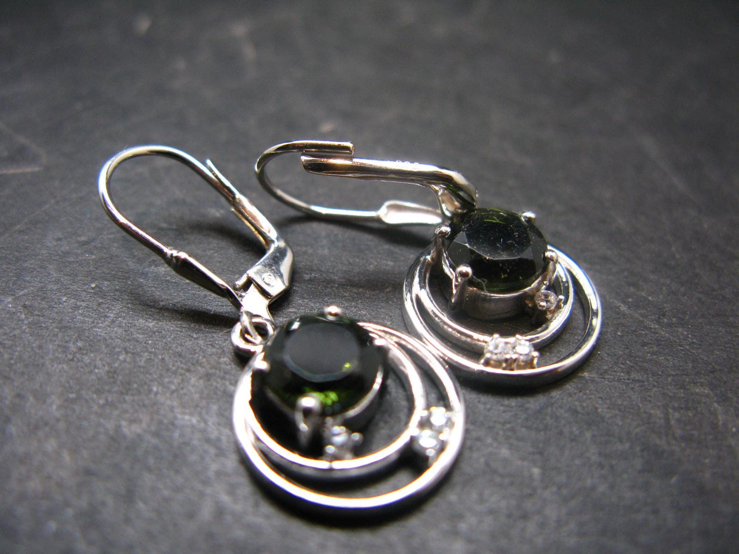 Moldavite Tektite Silver Earrings from Czech Republic - 4.29 Grams