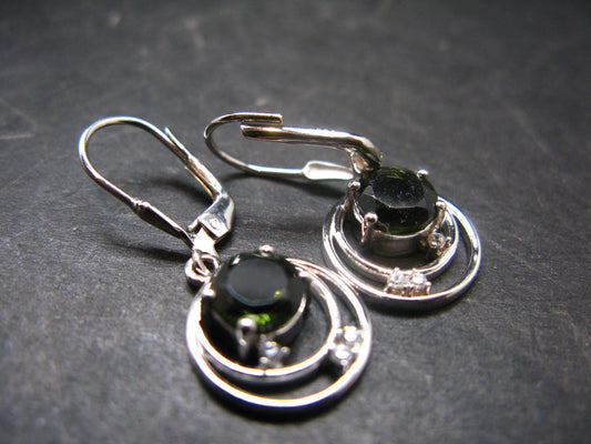 Moldavite Tektite Silver Earrings from Czech Republic - 4.29 Grams