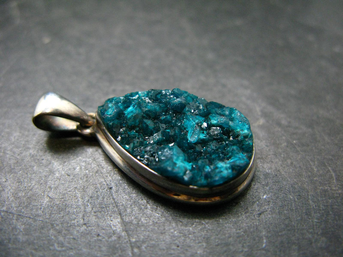 Dioptase Crystal Silver Pendant from Congo - 5.70 Grams - 1.4"