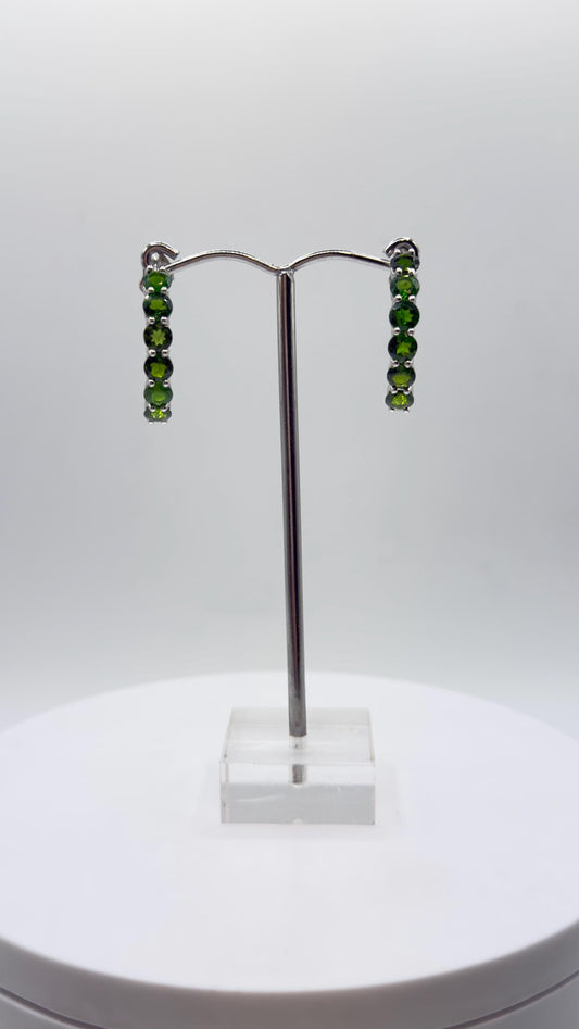 Green Helenite Hoop Earrings – Sterling Silver Hoops with Helenite