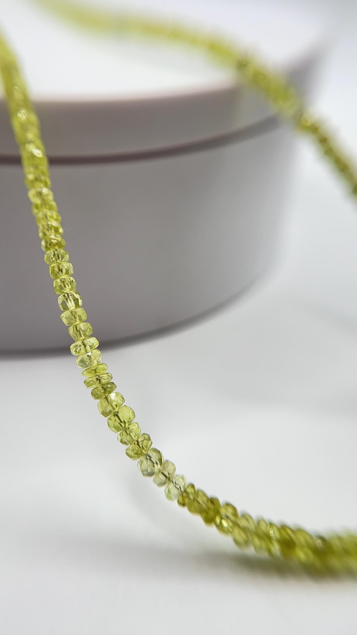 Natural Chrysoberyl Beaded Necklace, Faceted Rondelle Strand, Minimalist Crystal Jewelry