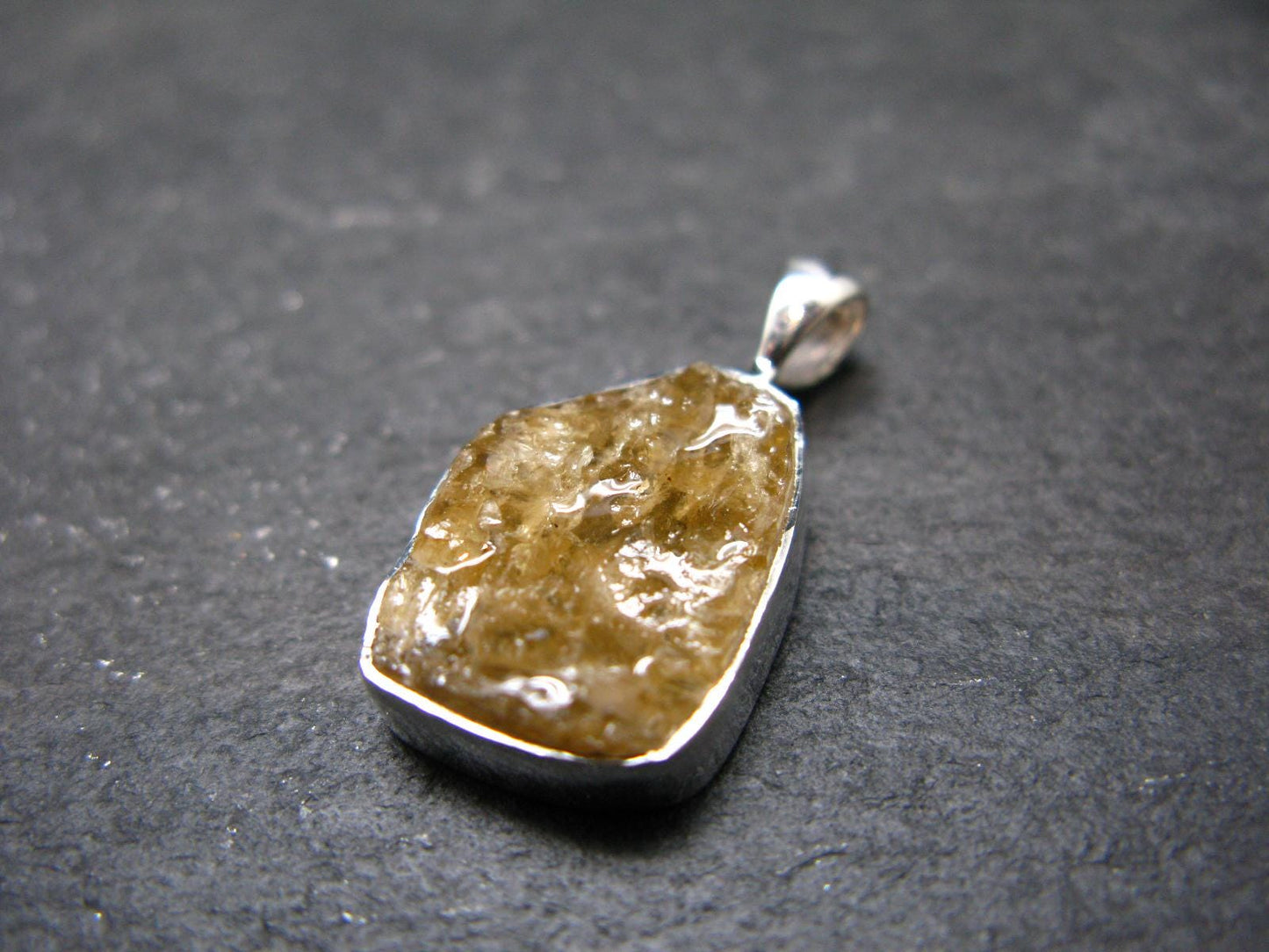 Large Natural Agni Gold Danburite Sterling Silver Pendant from Tanzania - 1.0" - 3.38 Grams