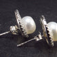 The Most Classic Earring Styles!! Natural 8mm Round Freshwater Cultured Pearls 925 Silver Stud Earrings with CZ - 0.8"