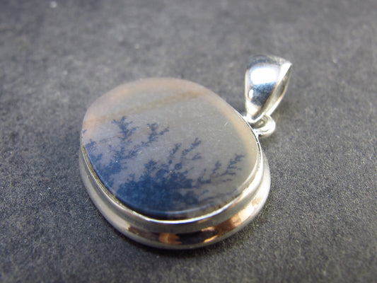 Moss Agate Silver Pendant From Russia - 4.75 Grams - 1.1"