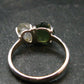 Moldavite Tektite and Herkimer Diamond Silver Ring - Size 8 - 2.60 Grams