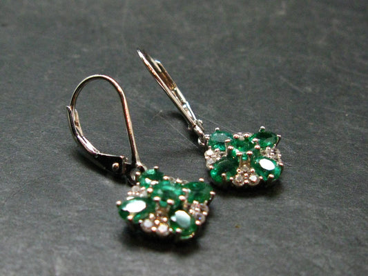 Gem Emerald Faceted Silver Earrings From Colombia - 2.59 Grams Total