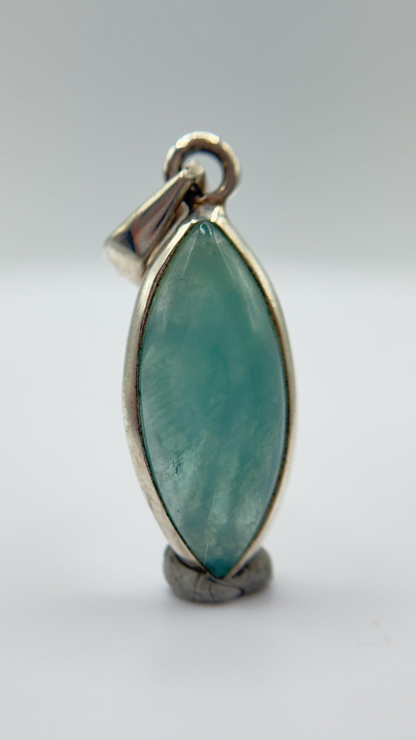 Grandidierite Pendant Marquise Cabochon Blue Green Gemstone Silver Necklace Natural Crystal Jewelry