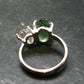 Moldavite Tektite and Herkimer Diamond Silver Ring - Size 5 - 2.84 Grams