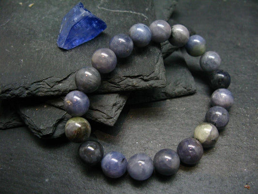 Tanzanite Genuine Bracelet ~ 7 Inches ~ 10mm Round Beads