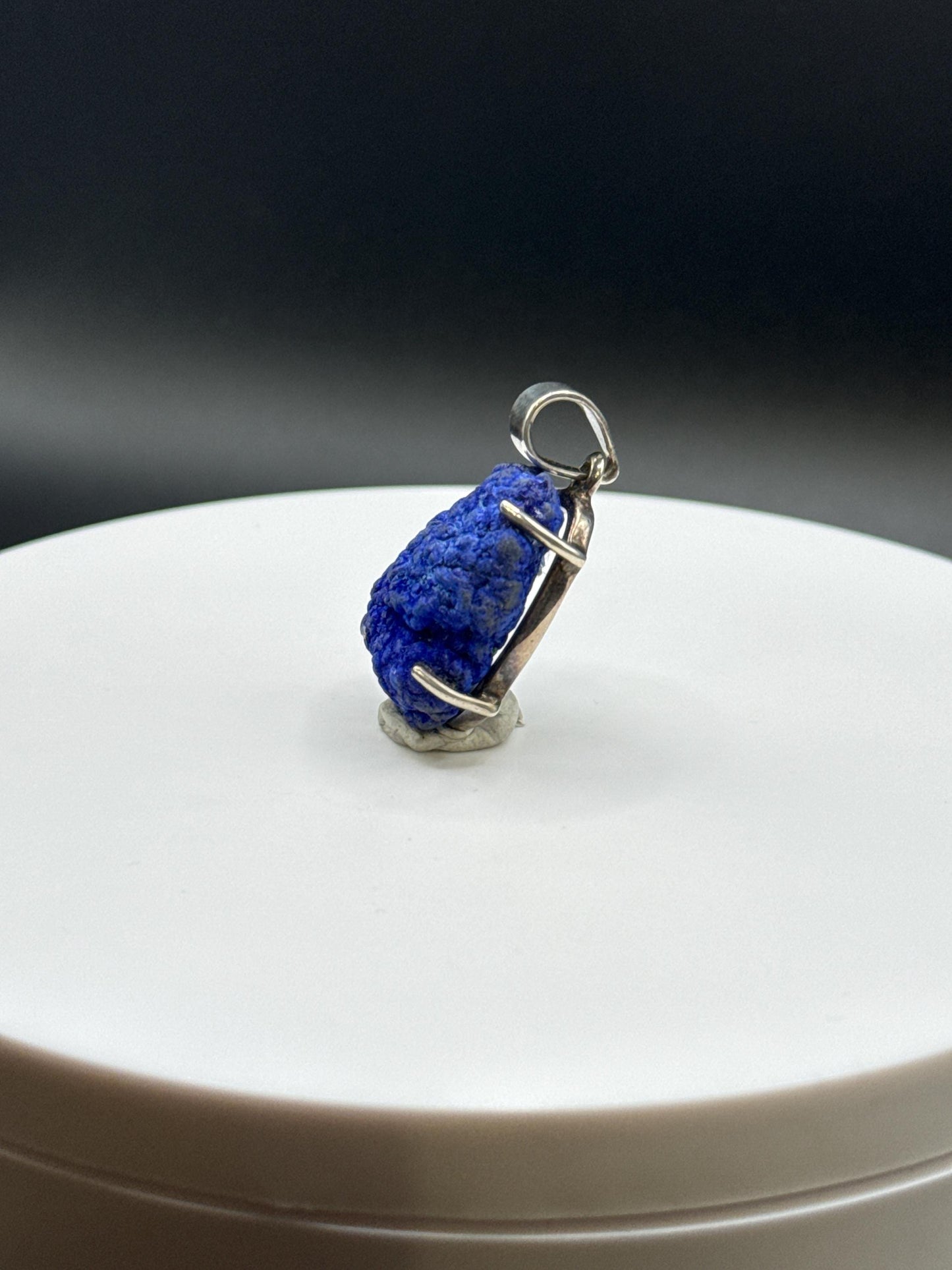 Raw Azurite Silver Pendant | Deep Blue Crystal Necklace | Natural Stone Jewelry
