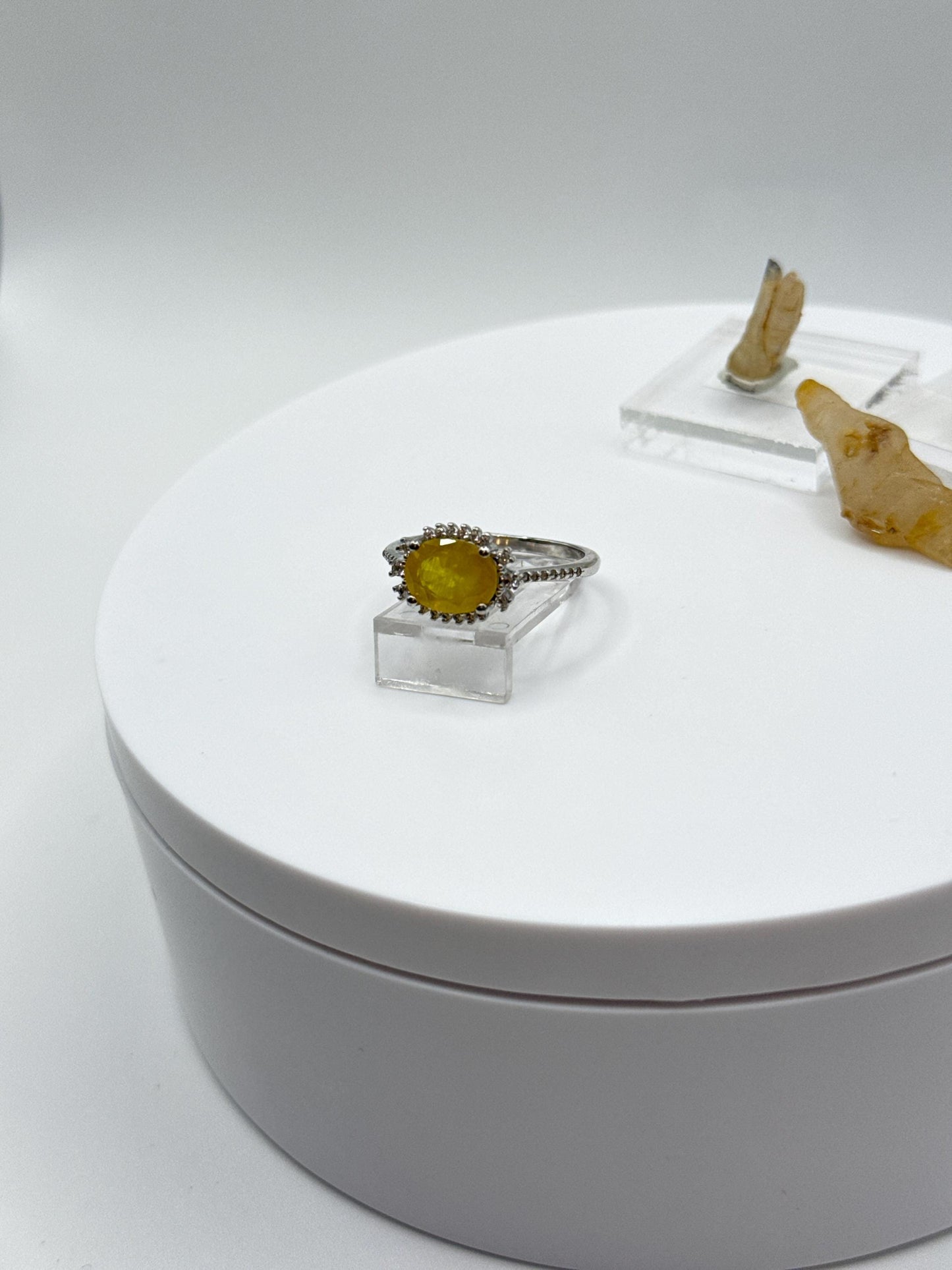 Sterling Silver Yellow Sapphire Ring | September Birthstone, Size 8