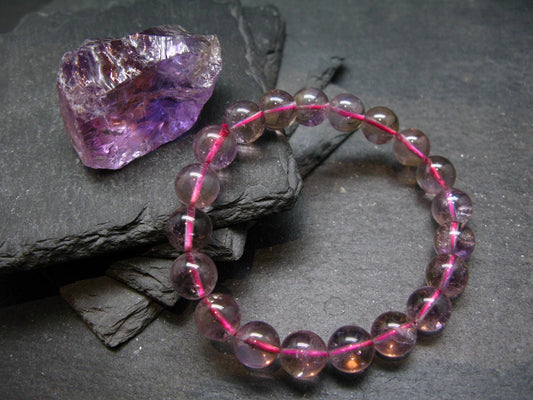 Ametrine Genuine Bracelet ~ 7 Inches ~ 10mm Round Beads