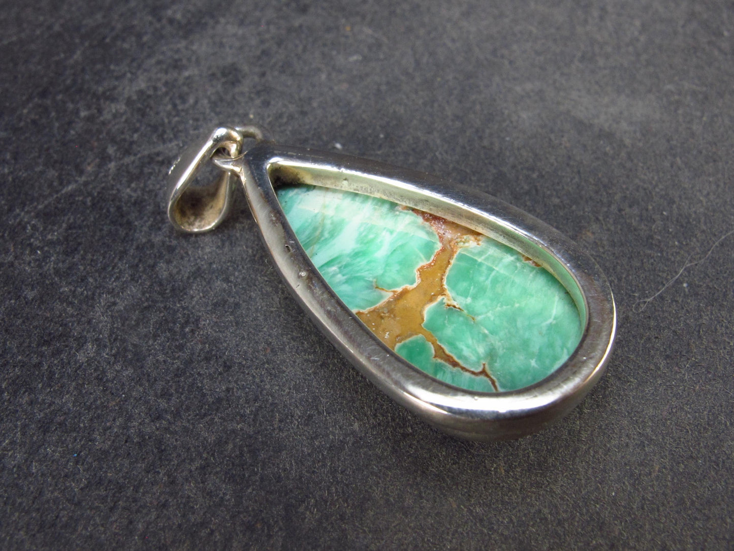 Rare Variscite Sterling Silver Pendant from Utah - 1.5" - 6.04 Grams