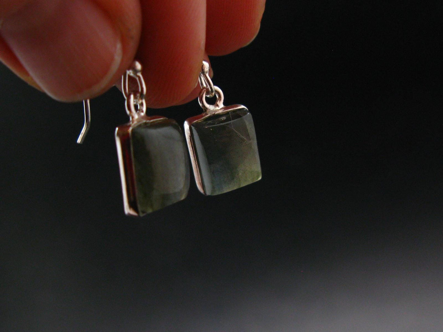 Blue Labradorite Silver Earrings From Madagascar - 3.21 Grams