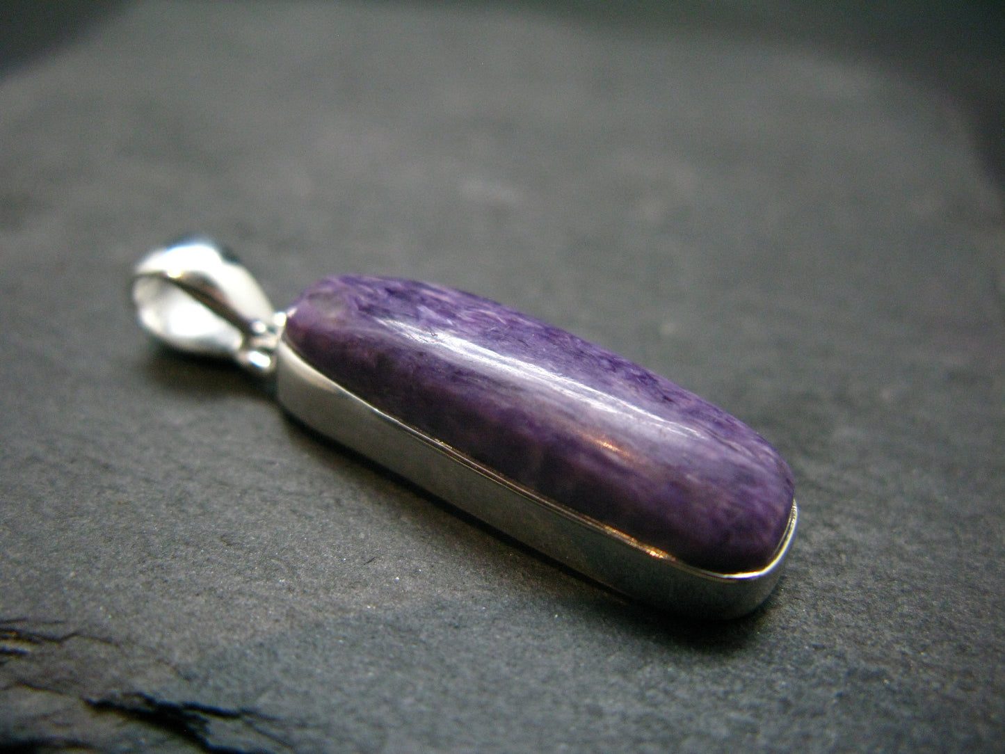 Lilac Stone!!! Stunning Silky Charoite Sterling Silver Pendant From Russia - 1.5" - 4.89 Grams
