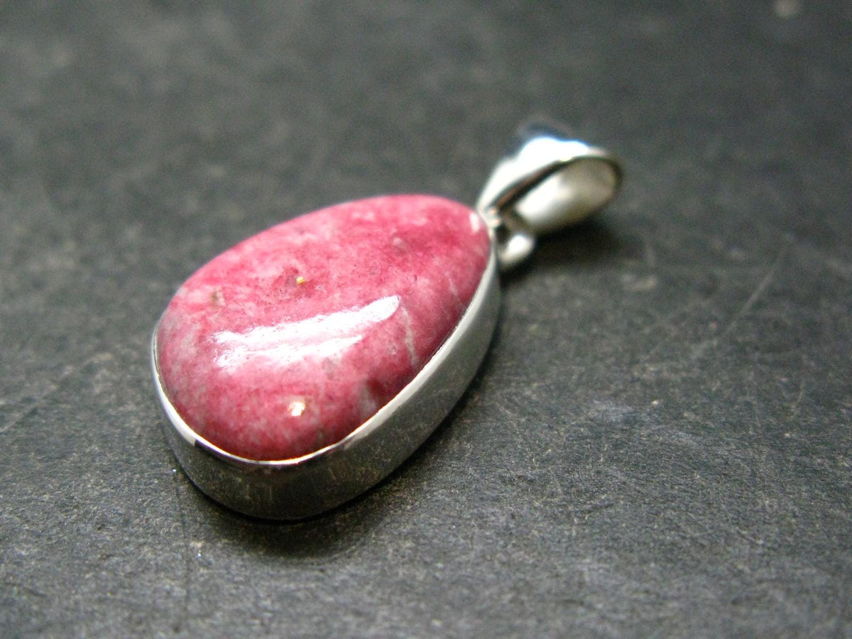 Thulite Silver Pendant From Norway - 1.2"
