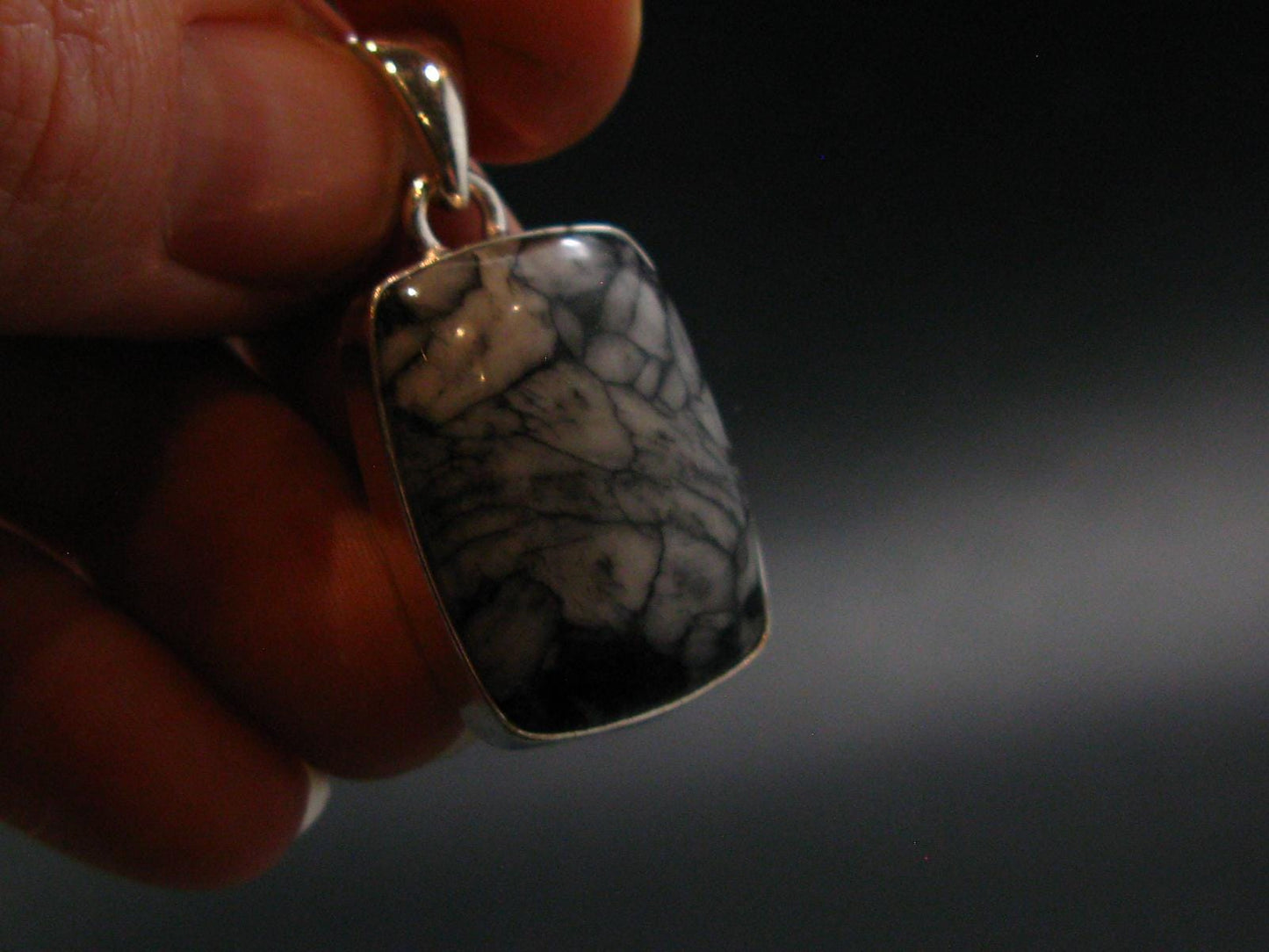 Pinolite Silver Plated Pendant from Austria - 1.4" - 6.45 Grams