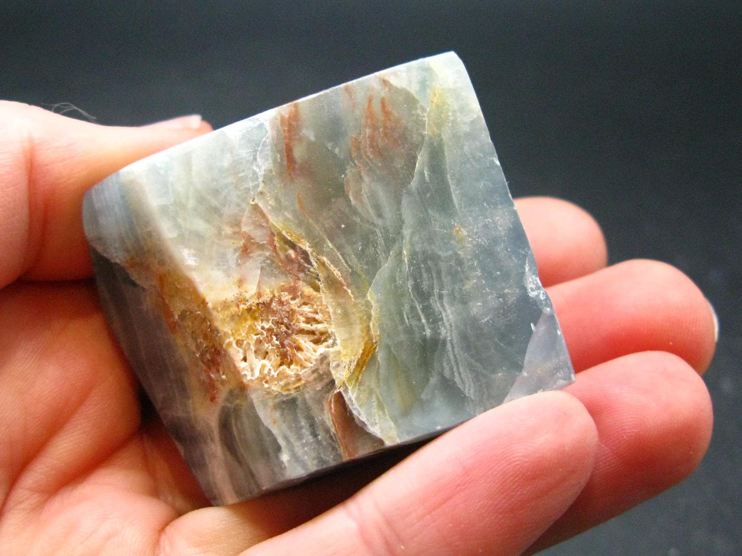 Aquatine Blue Calcite Tumbled Stone from Argentina - 1.4"- 68.66 Grams