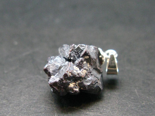 Metallic Silver Black Cuprite Sharp Octahedral Crystal Silver Pendant From Russia - 4.11 Grams