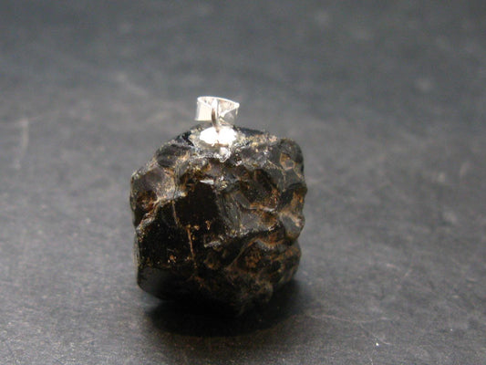 Sharp Black Melanite Andradite Garnet Silver Pendant From Mali - 0.9" - 10.40 Grams