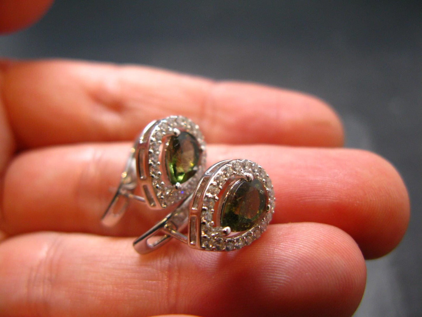 Moldavite Tektite Silver Earrings from Czech Republic - 3.0 Grams