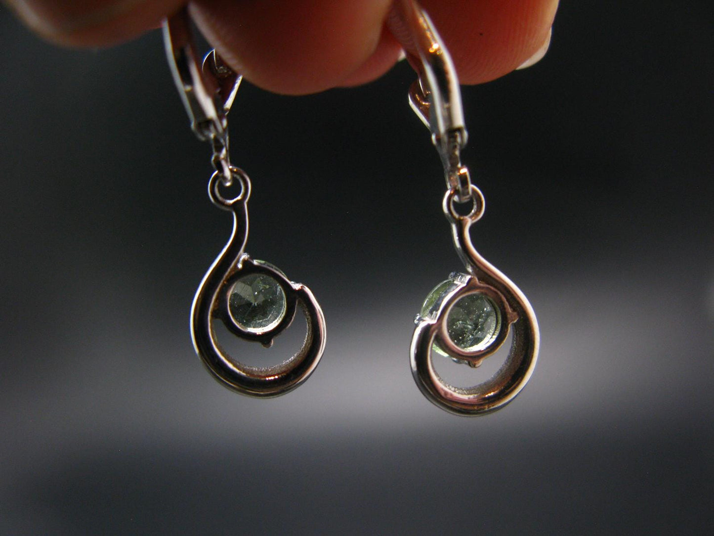 Moldavite Tektite Silver Earrings from Czech Republic - 2.48 Grams