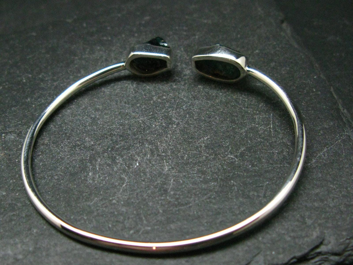 Lazulite Silver Twister Bracelet From Pakistan - 4.93 Grams