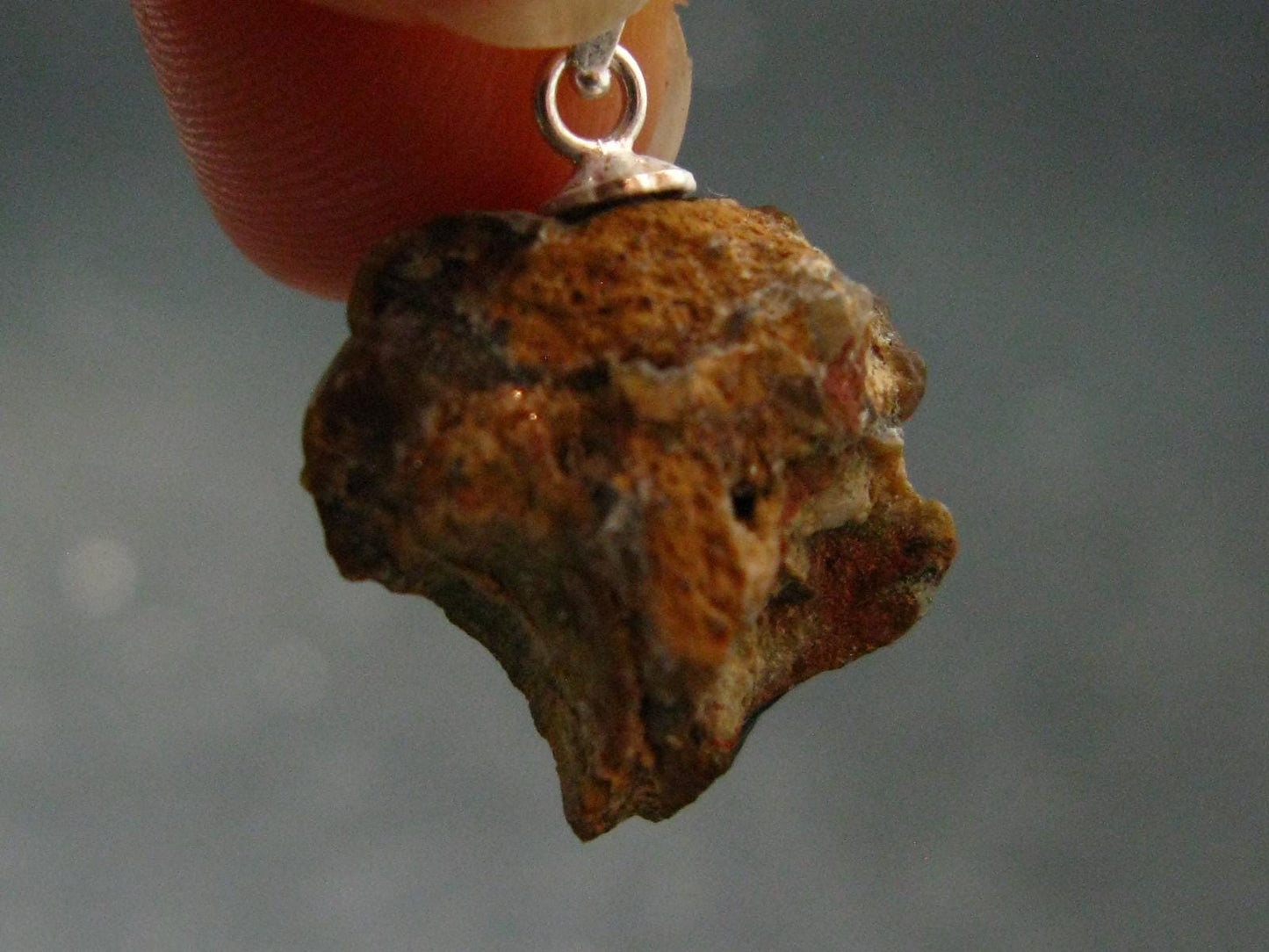 Fire Agate Silver Pendant From Mexico - 0.9" - 2.15 Grams