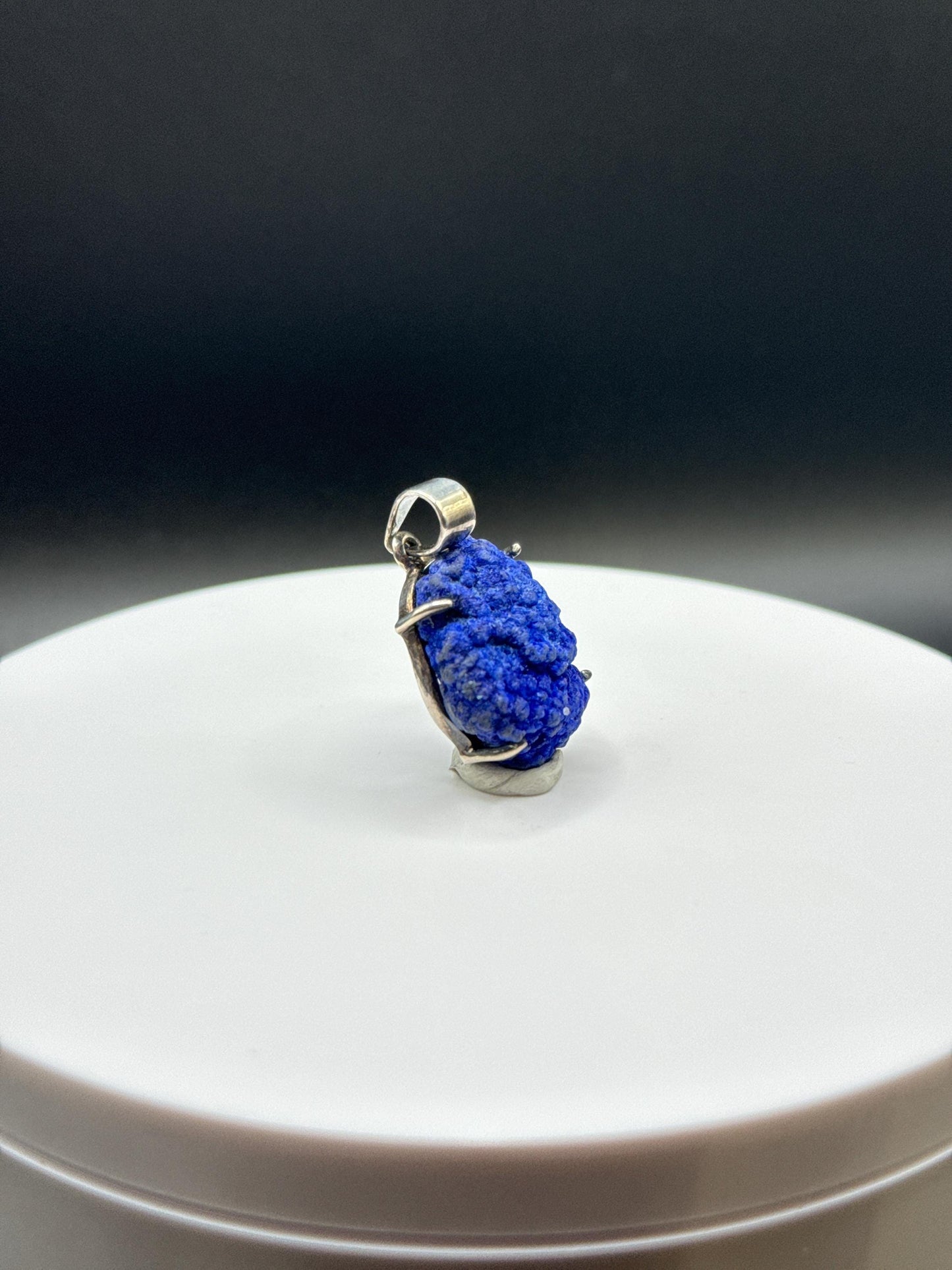 Raw Azurite Silver Pendant | Deep Blue Crystal Necklace | Natural Stone Jewelry