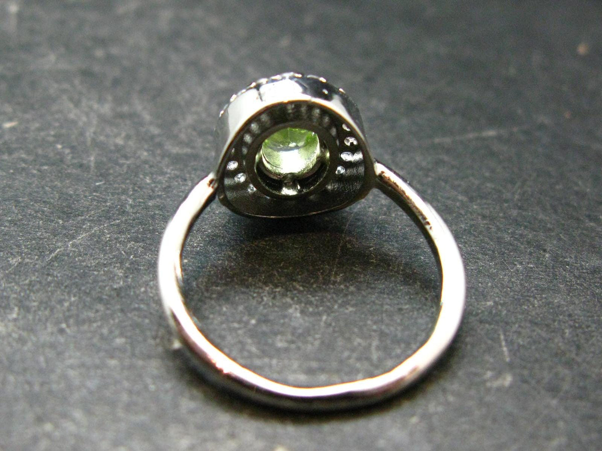 Natural Faceted Peridot Olivine Sterling Silver Ring - 3.11 Grams - Size 6.75
