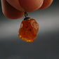 Gem Spessartine Spessartite Orange Garnet Pendant in SS From Tanzania - 0.8" - 2.16 Grams