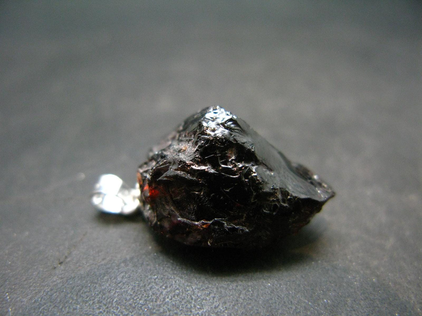 Gem Spessartine Spessartitne Garnet Pendant in SS From Brazil - 1.0" - 5.57 Grams