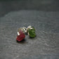 Green & Pink Gem Tourmaline Crystal Silver Studs From Brazil - 0.6"