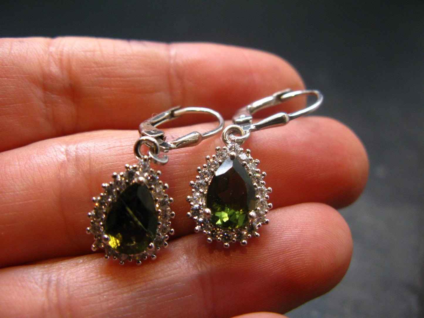 Moldavite Tektite Silver Earrings from Czech Republic - 4.0 Grams