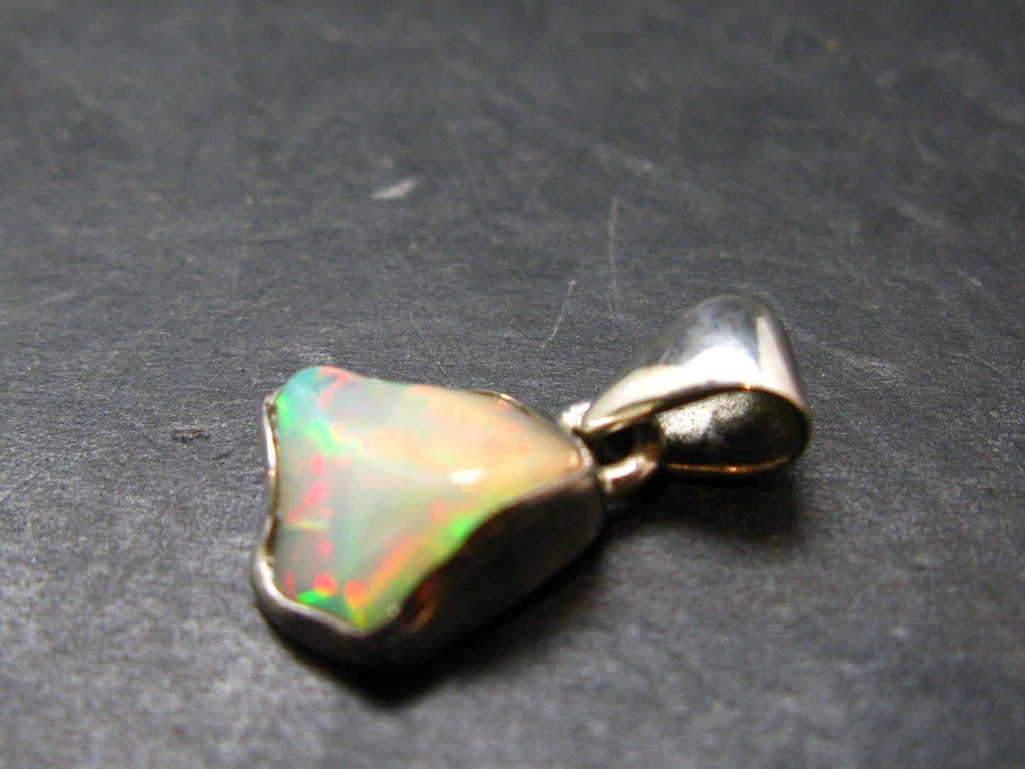 Opal Sterling Silver Pendant From Ethiopia - 0.8" - 1.6 Grams