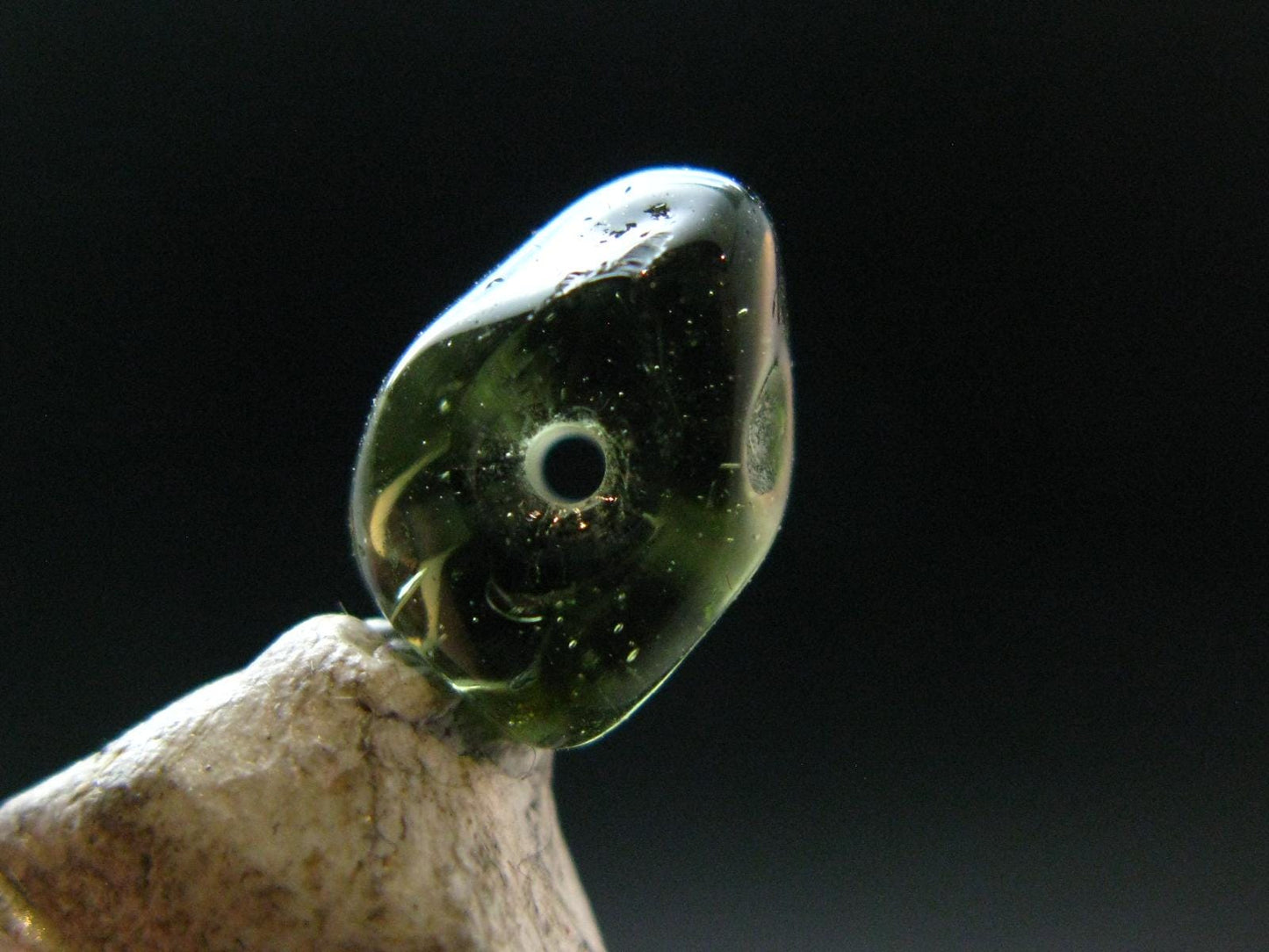 Moldavite Tektite Tumbled Bead from Czech Republic - 11 mm - 3.45 Carats