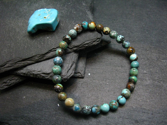 Turquoise Genuine Untreated Bracelet ~ 7 Inches ~ 6mm Round Beads