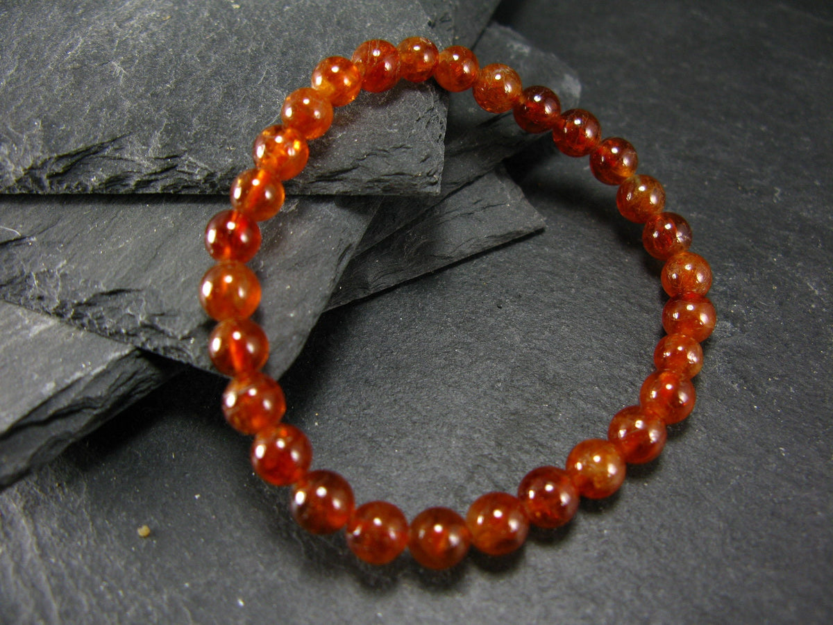 Garnet Hessonite Genuine Bracelet ~ 7 Inches ~ 6mm Round Beads