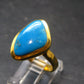 Genuine Turquoise Sterling Silver Gold Plated Ring Adjustable Size7.5 - 5.11 Grams