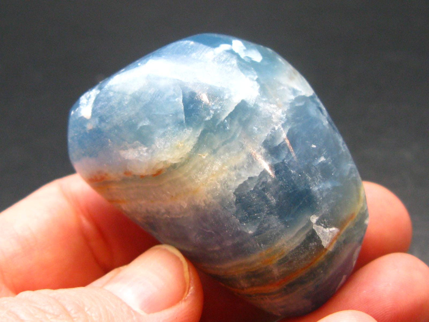 Nice Lemurian Aquatine Blue Calcite Tumbled From Argentina - 1.9" - 61.35 Grams