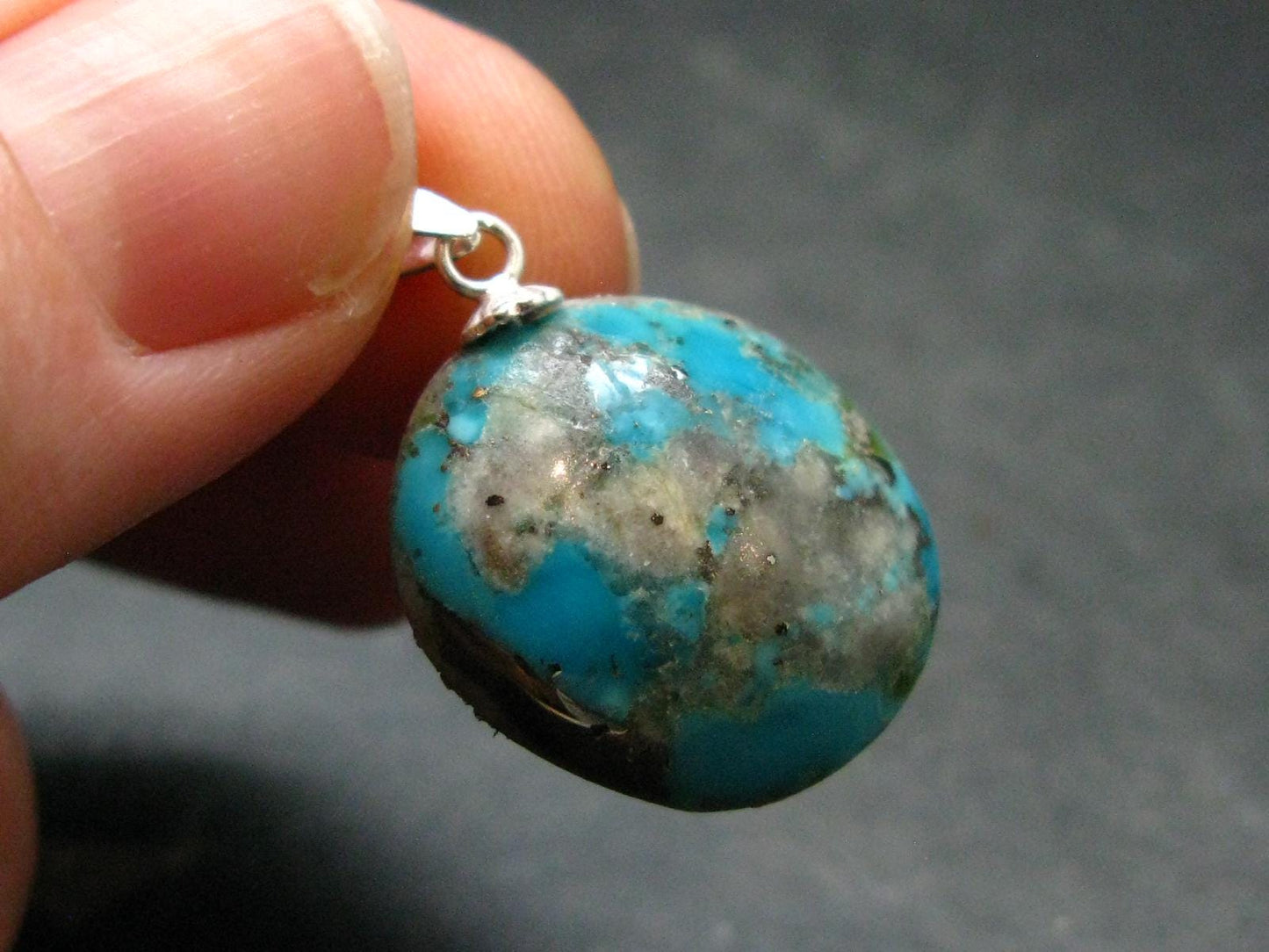 Genuine Turquoise Silver Pendant From Sleeping Beauty Arizona - 1.0" - 3.54 Grams