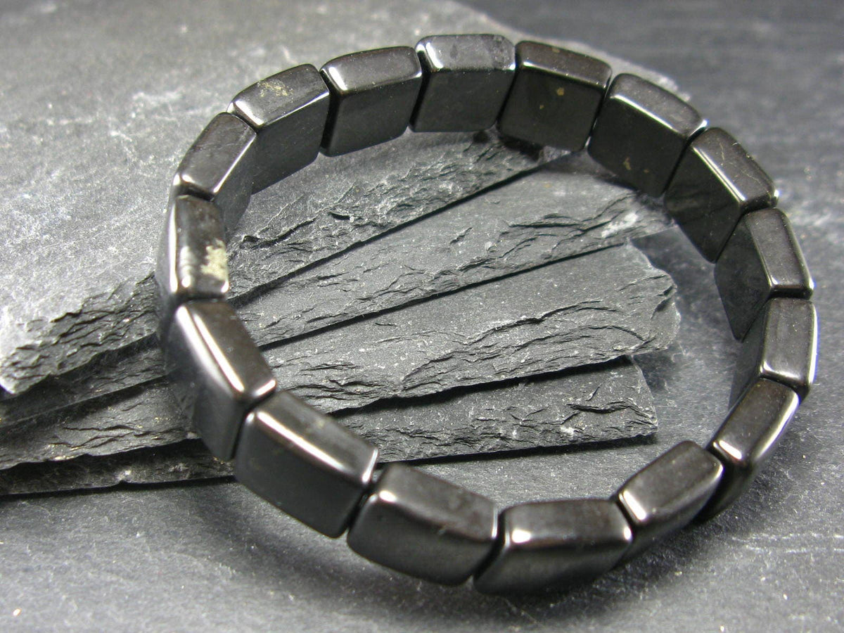 Shungite Genuine Bracelet ~ 7 Inches ~ 12mm Square Beads