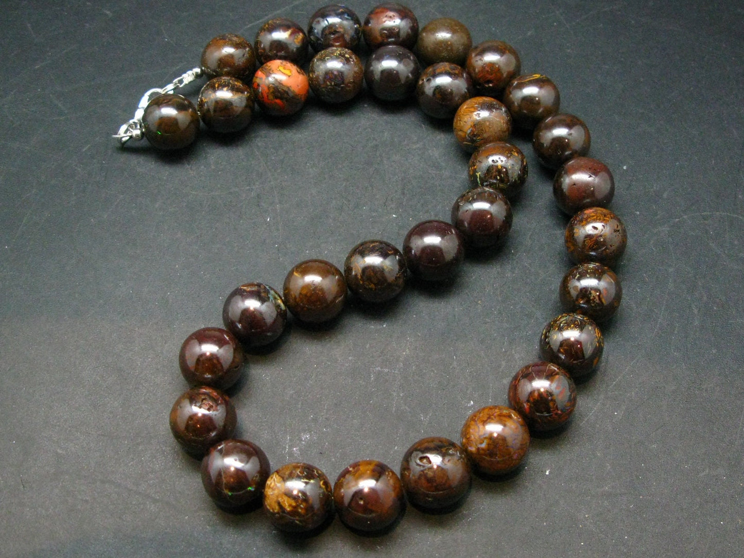 Rare Boulder Opal Beads Necklace From Australia - 18.5"