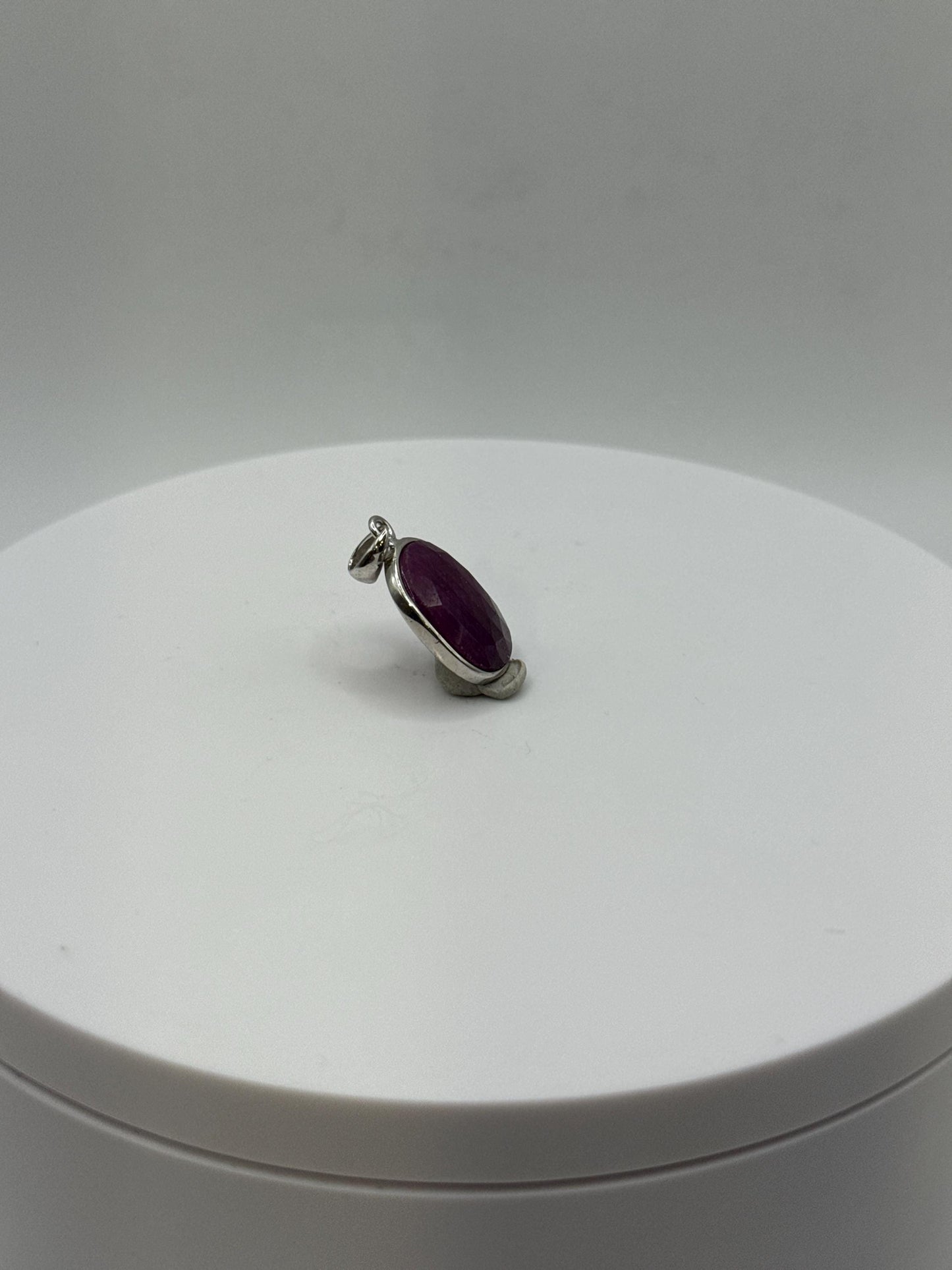 Natural Ruby Sterling Silver Pendant | July Birthstone
