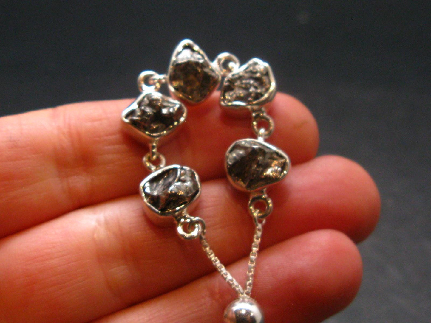 Meteorite Sterling Silver Bracelet - 9.83 Grams - Size Adjustable