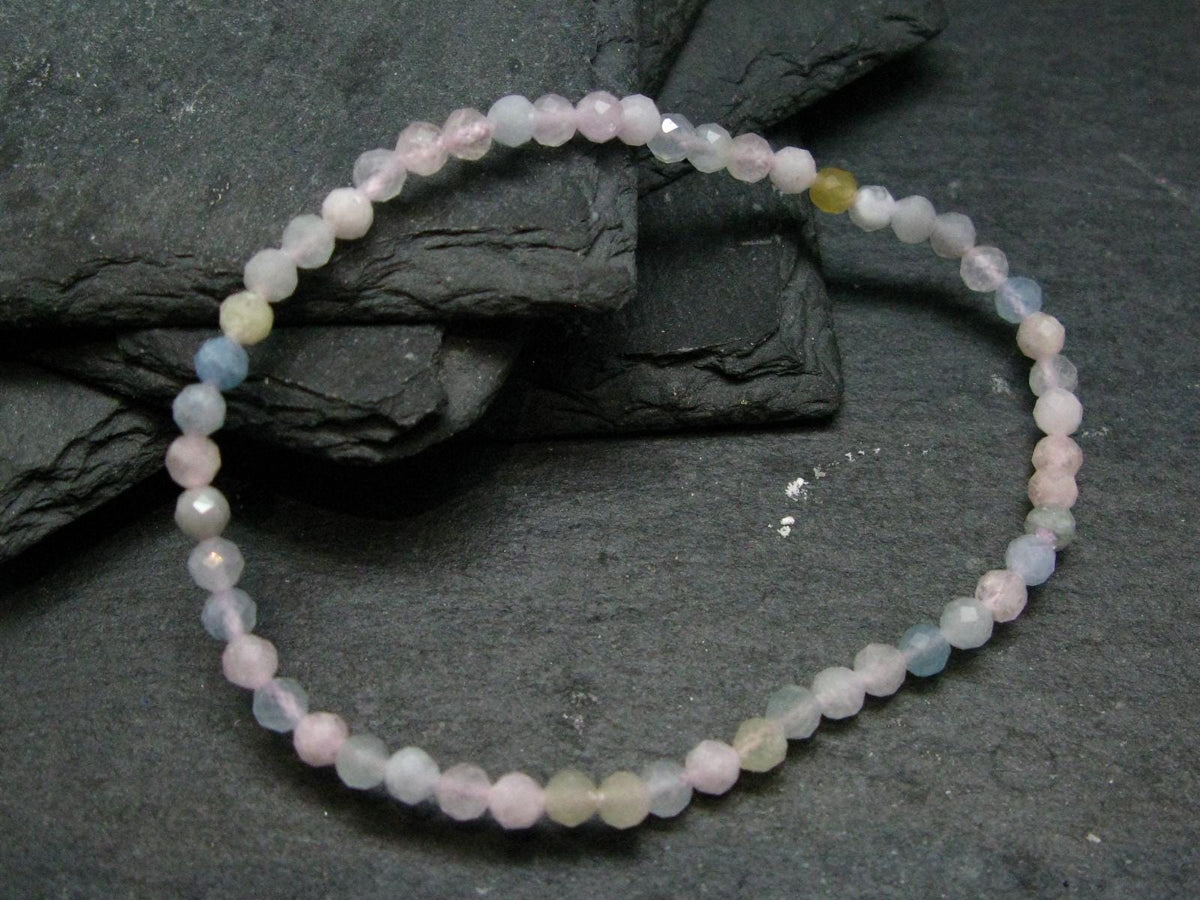 Aquamarine & Morganite Genuine Bracelet ~ 7 Inches ~ 4mm Facetted Beads