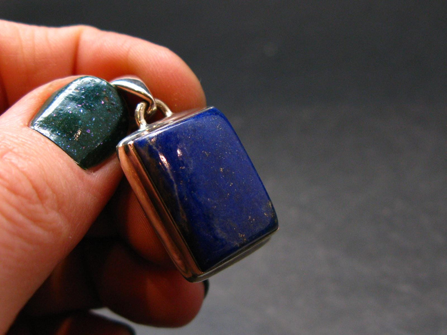 Lapis Lazuli Silver Pendant From Afghanistan - 1.2" - 8.03 Grams