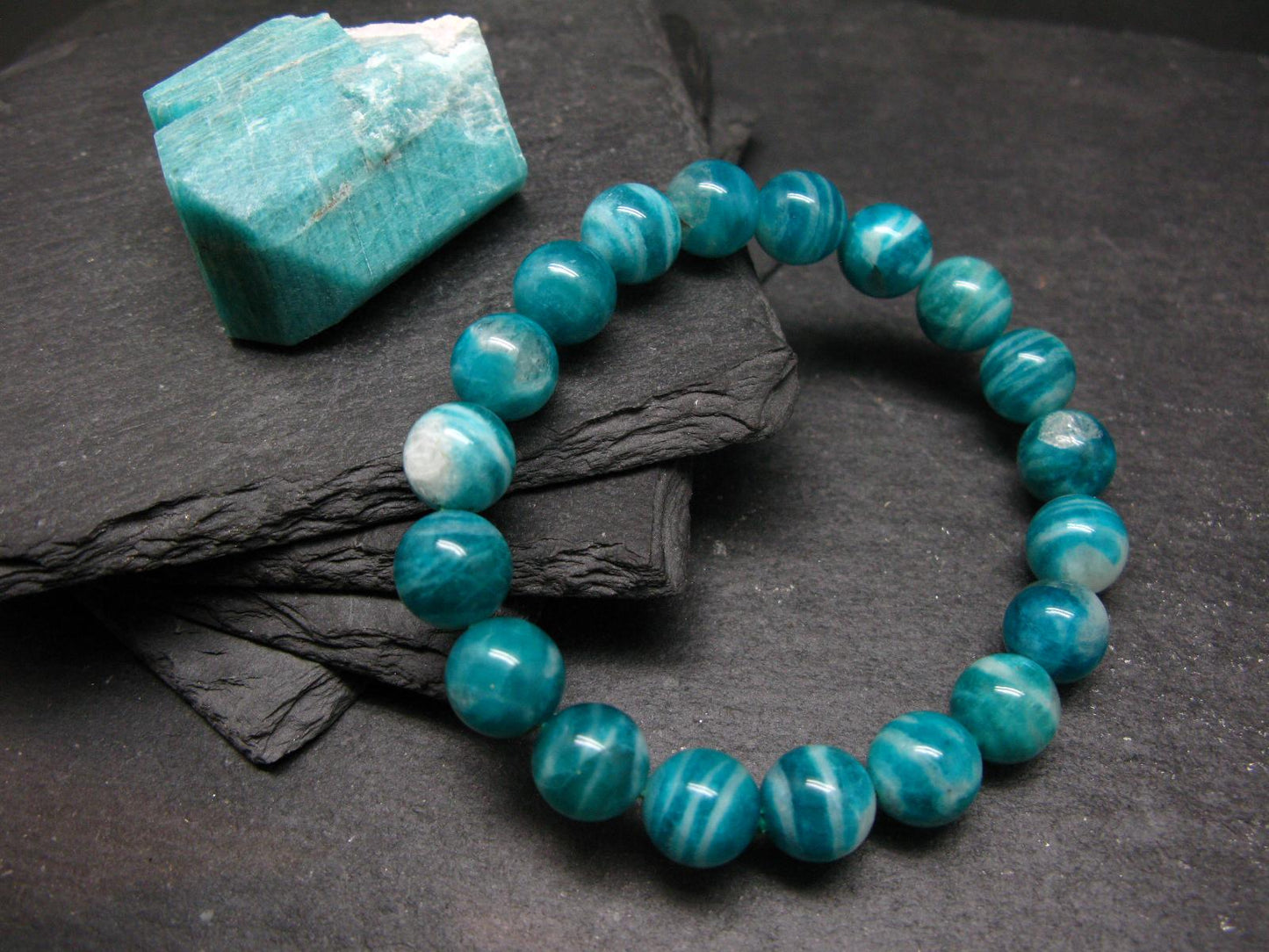 Russian Amazonite Genuine Bracelet ~ 7 Inches ~ 10mm Round Beads